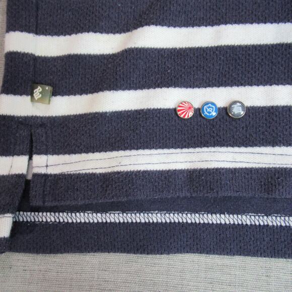 Vintage Rocawear Shirt Mens 2XL Cream Blue Striped Polo Golf Preppy Coastal 90s - Picture 4 of 12